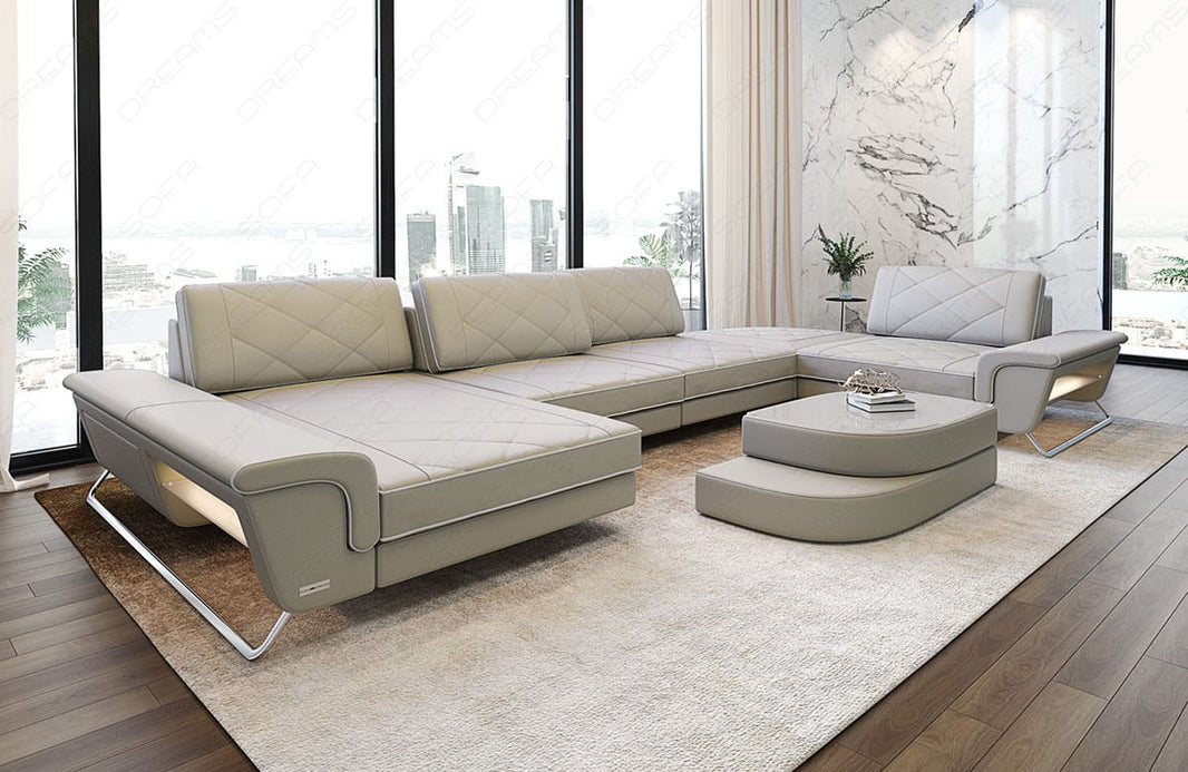 Leder Couch Bari U-Form