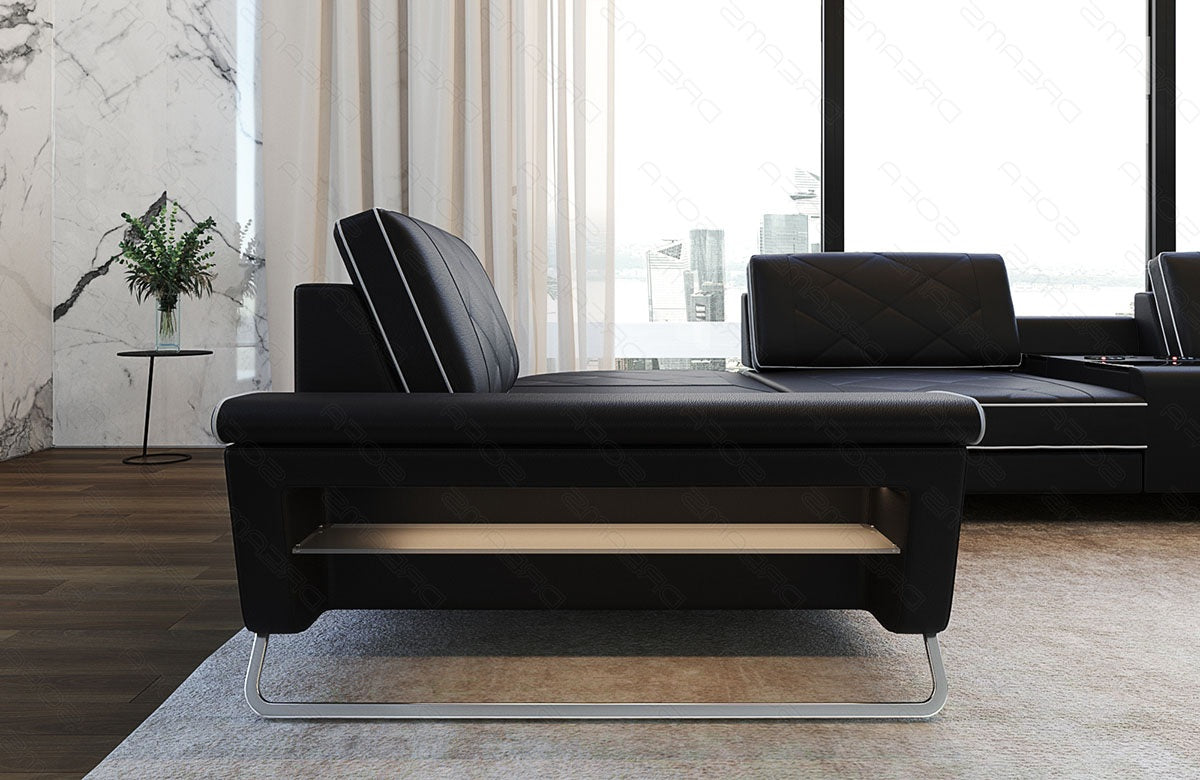 Leder-Wohnlandschaft Bari – Stilvolles Design schwarz-weiß