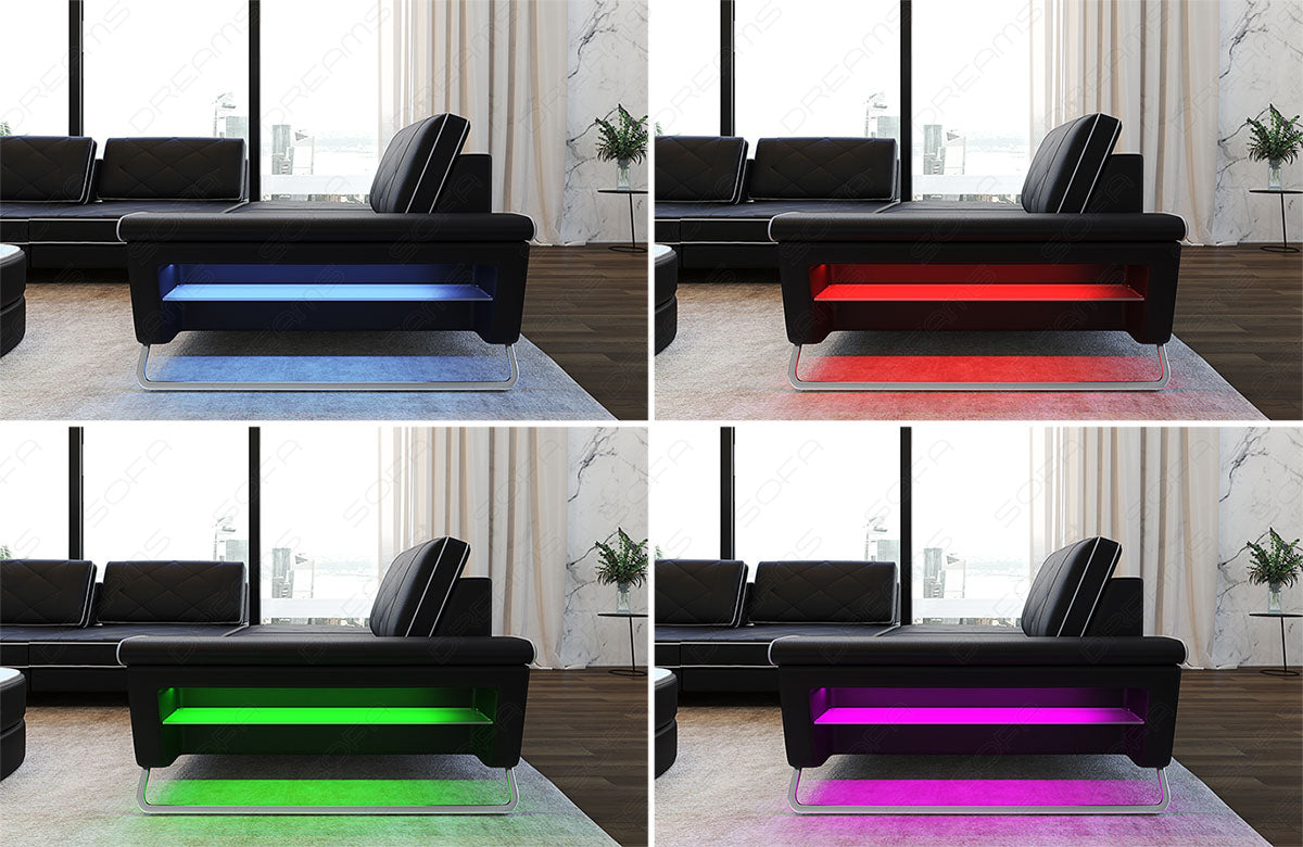 Leder-Wohnlandschaft Bari – Stilvolles Design schwarz-weiß