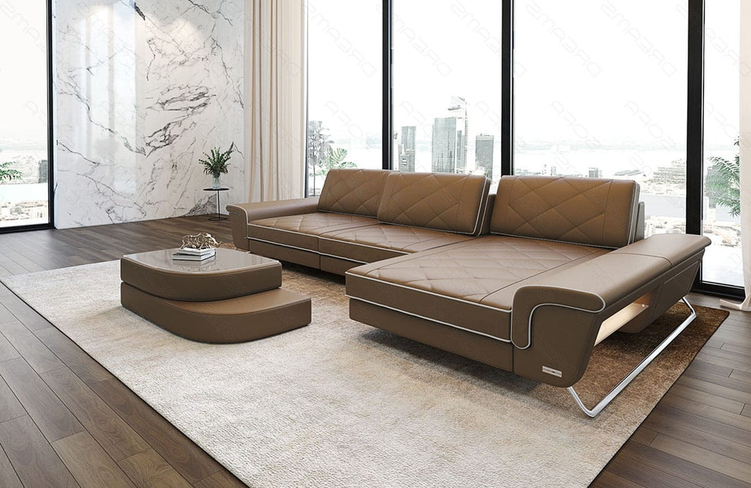 Ecksofa Bari Eleganz L-Form in Leder
