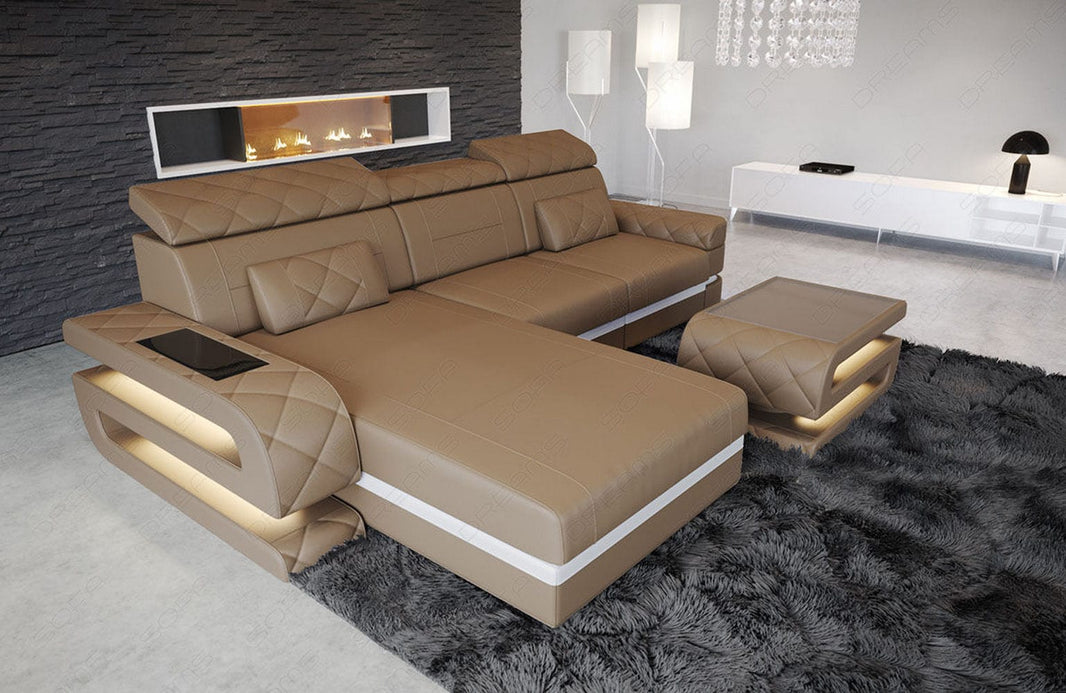 Couch Bologna L-Form in Leder