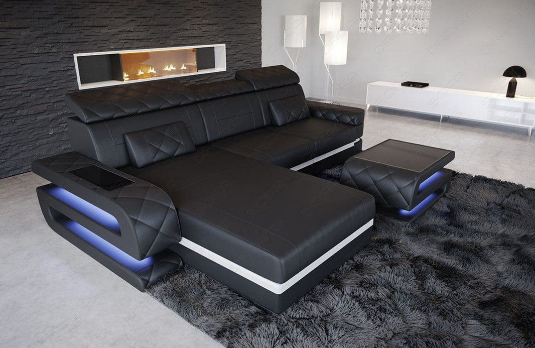 Couch Bologna L-Form in Leder