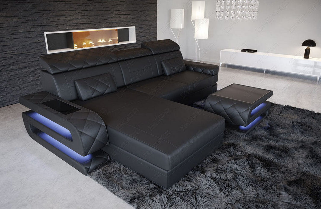 Couch Bologna L-Form in Leder