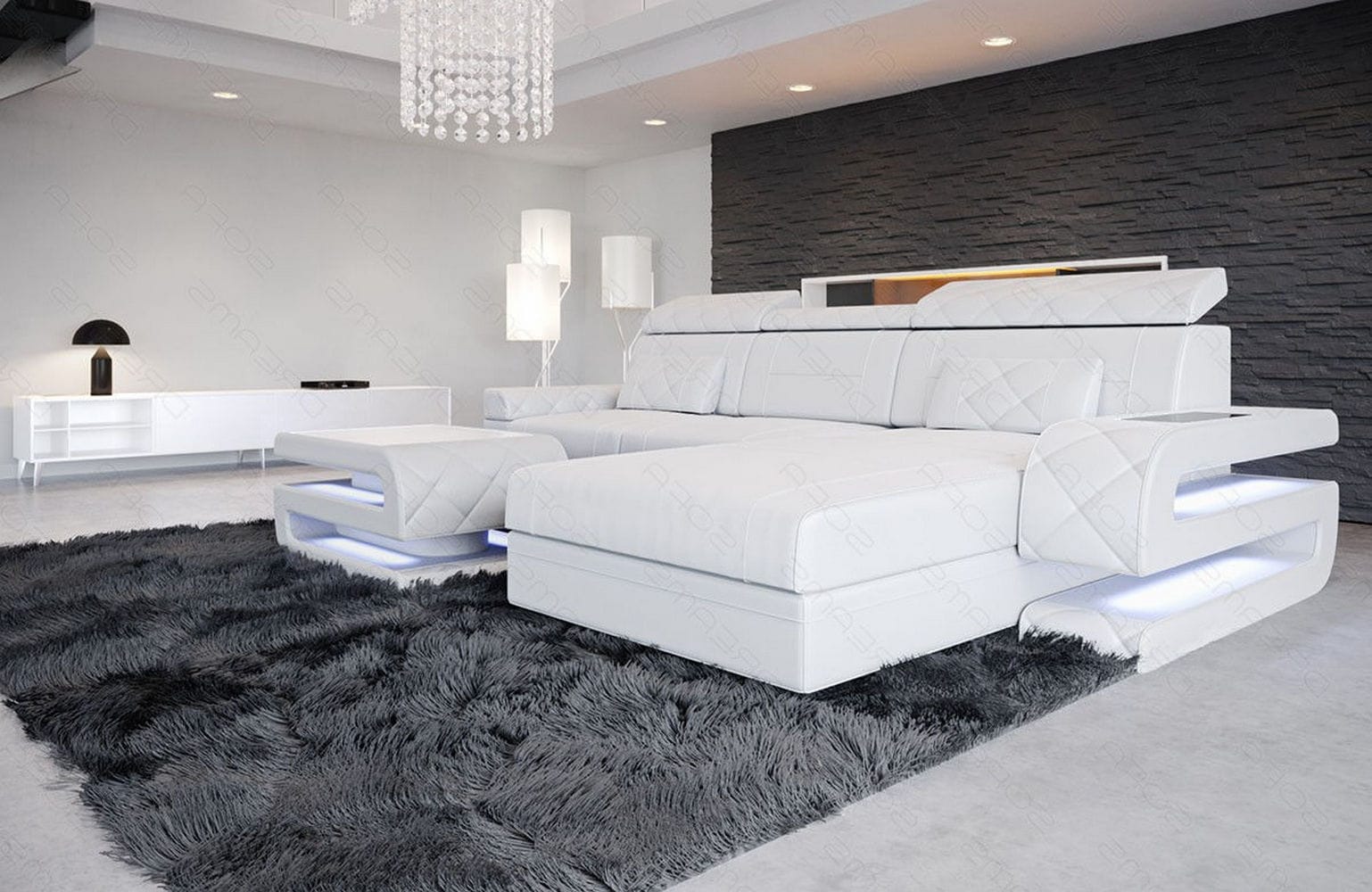 Ecksofa Bologna aus Leder – Luxus & Komfort weiß
