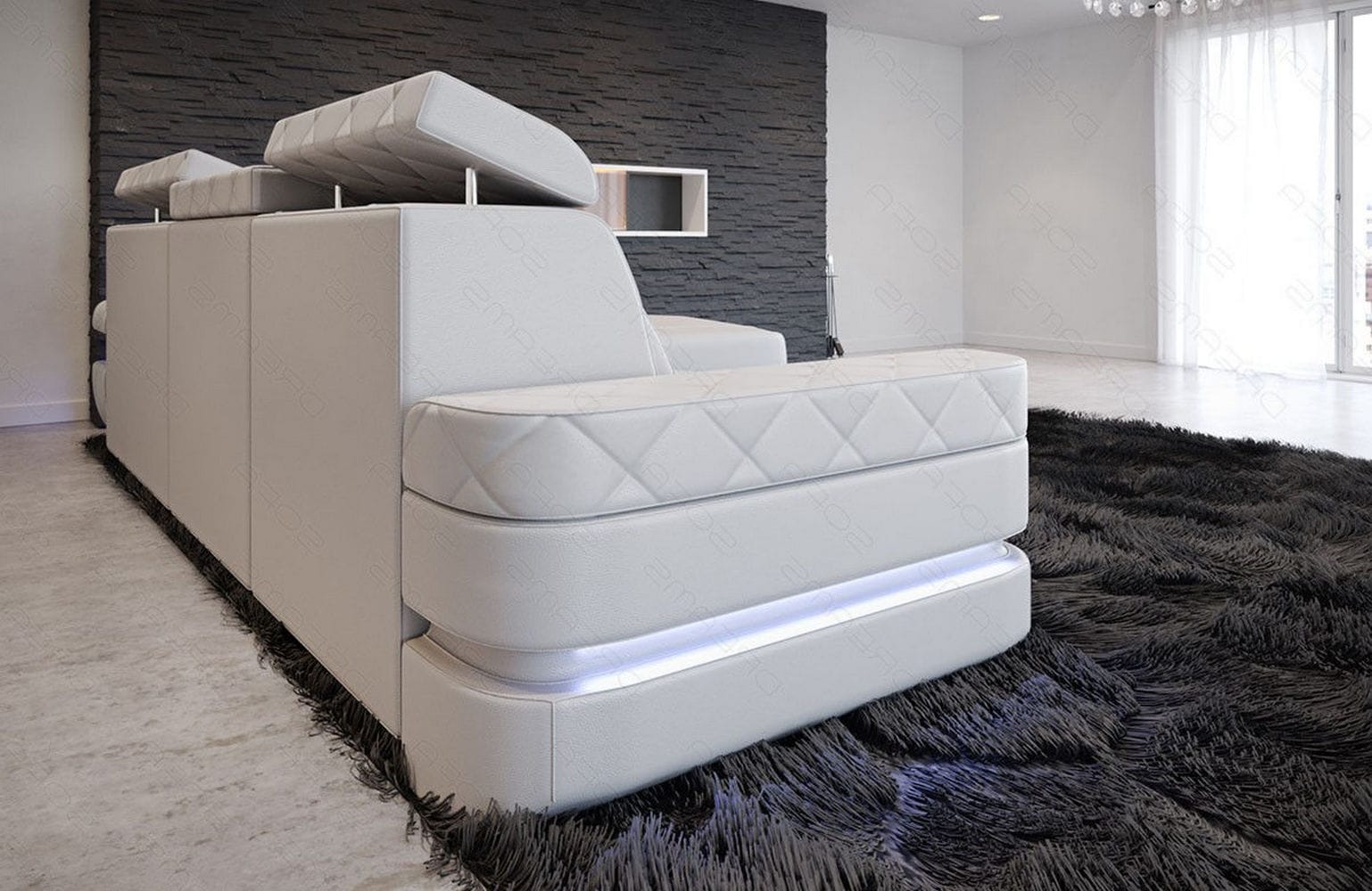 Ecksofa Bologna aus Leder – Luxus & Komfort weiß
