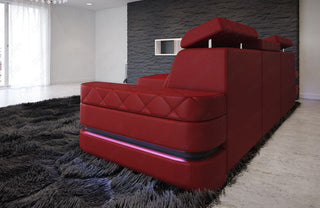 Couch Bologna L-Form in Leder rot-schwarz