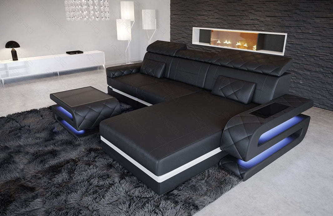 Couch Bologna L-Form in Leder