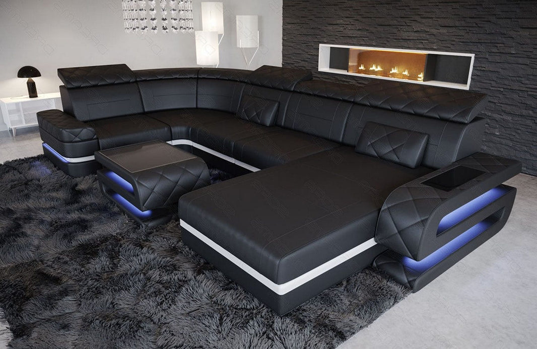 Mini Sofa Bologna U-Form in Leder