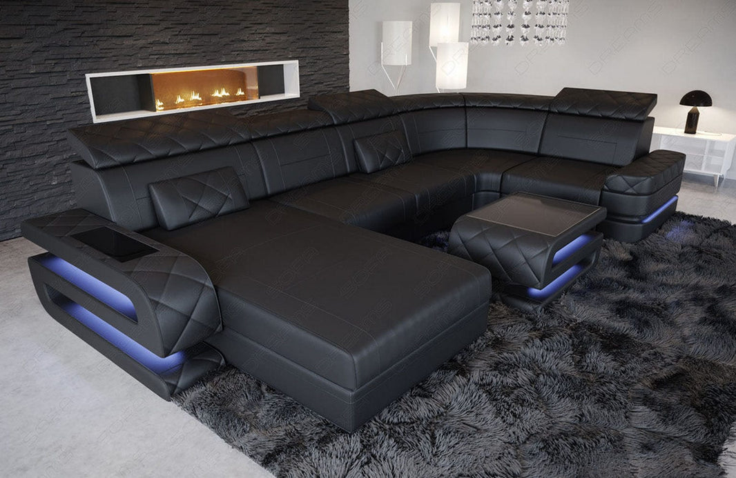 Sofa Bologna Luxurios U-Form in Leder