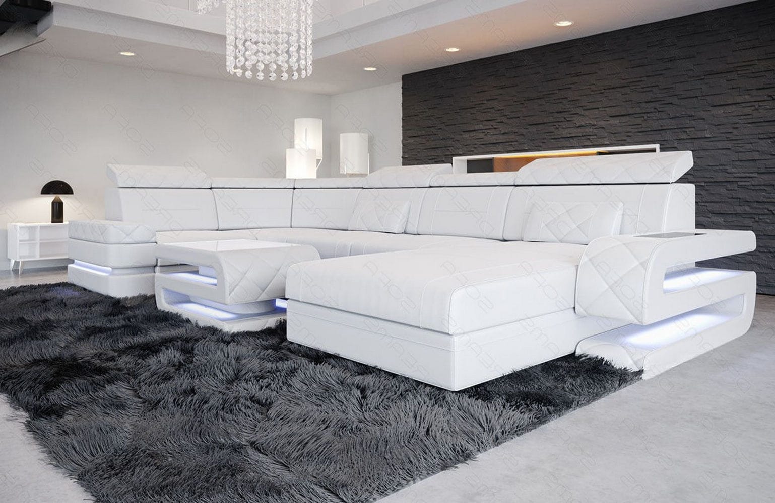 Sofa Bologna Luxurios in Leder weiß
