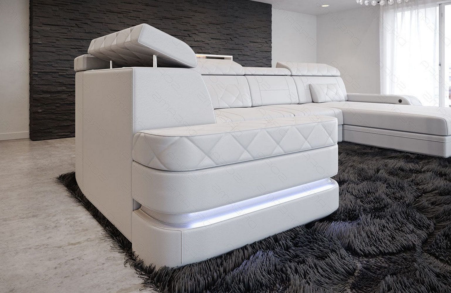Sofa Bologna Luxurios in Leder weiß