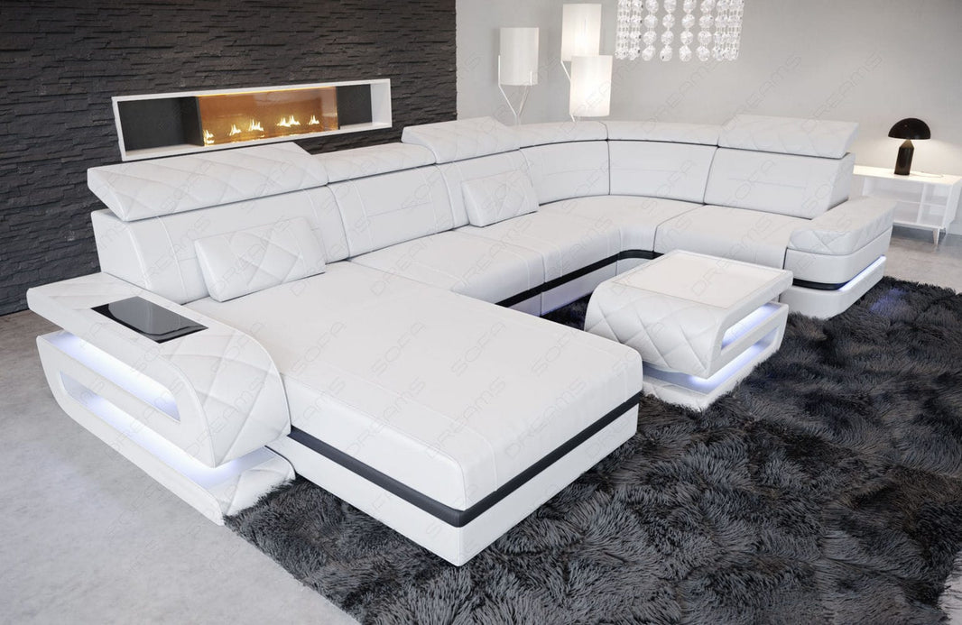 Sofa Bologna Luxurios U-Form in Leder