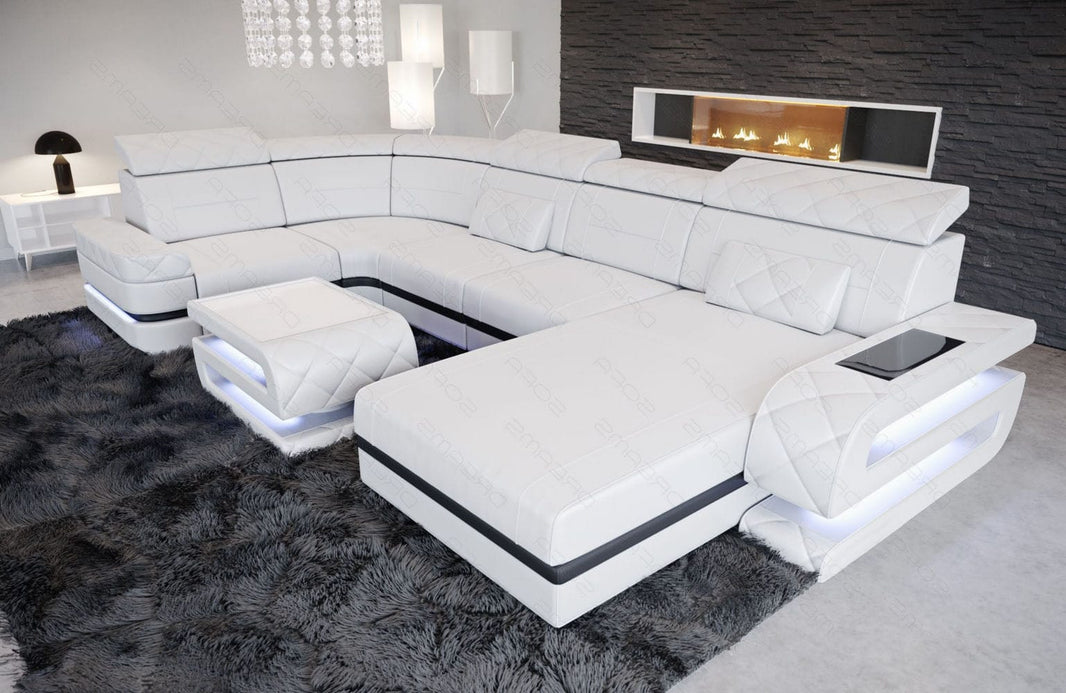 Sofa Bologna Luxurios U-Form in Leder