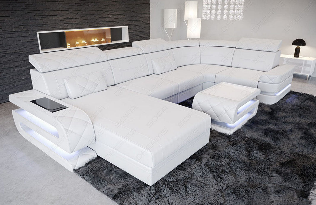 Sofa Bologna Luxurios U-Form in Leder
