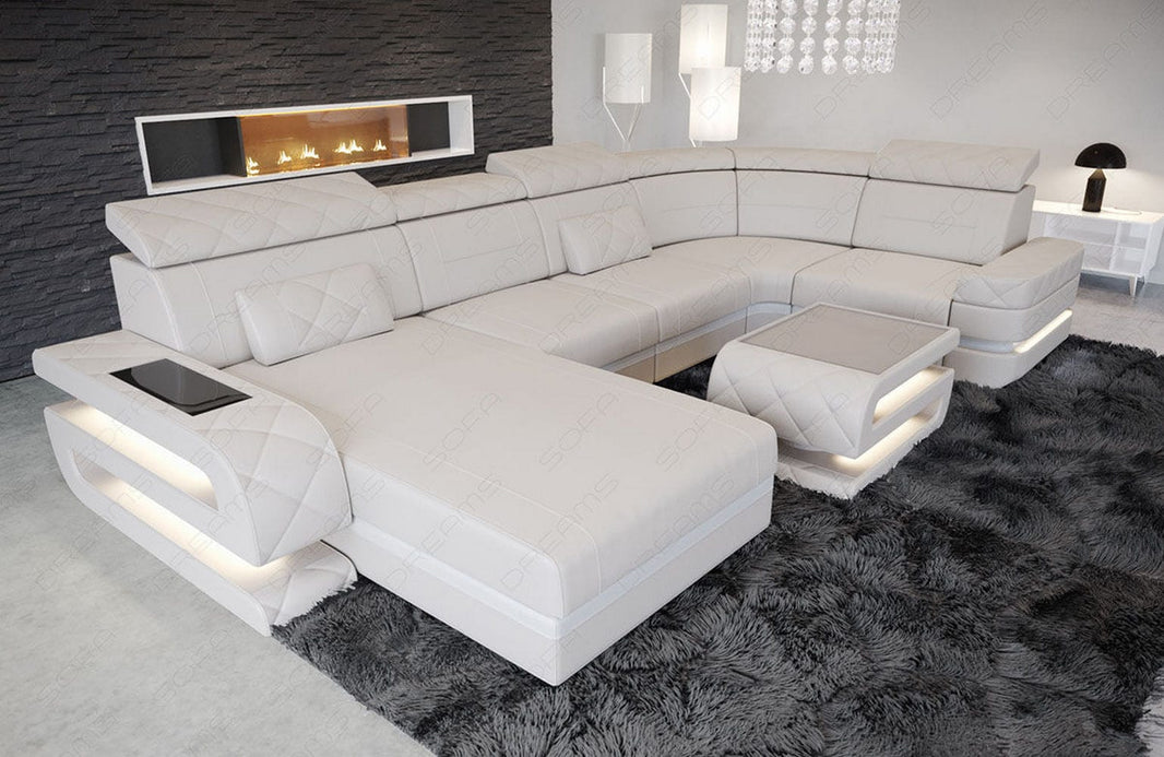 Sofa Bologna Luxurios U-Form in Leder