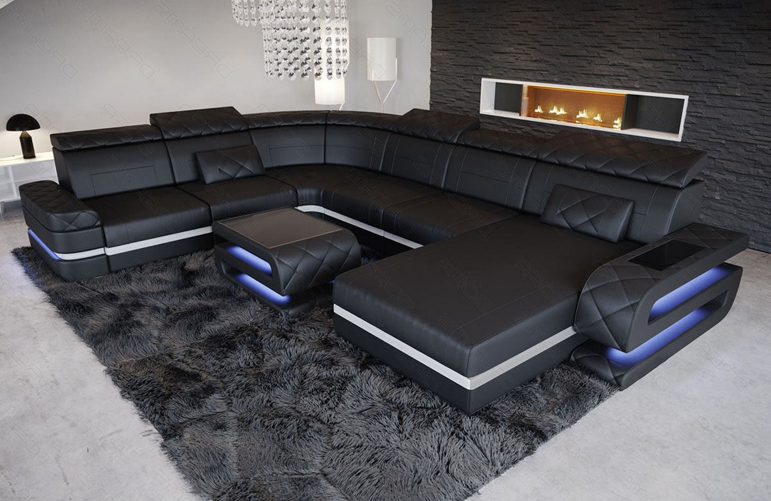 Mini XXL Leder Wohnlandschaft Bologna – Komfort & Stil