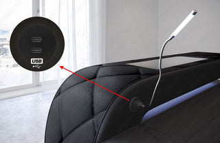 Mini Wohnlandschaft Bologna XXL U-Form in Leder Grau-Schwarz