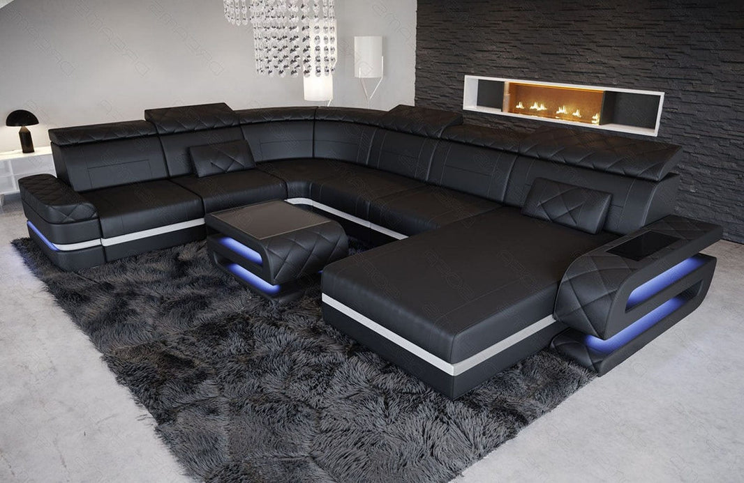 Wohnlandschaft Bologna Luxurios XXL in Leder