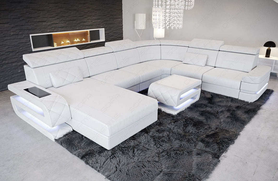 Wohnlandschaft Bologna Luxurios XXL U-Form in Leder
