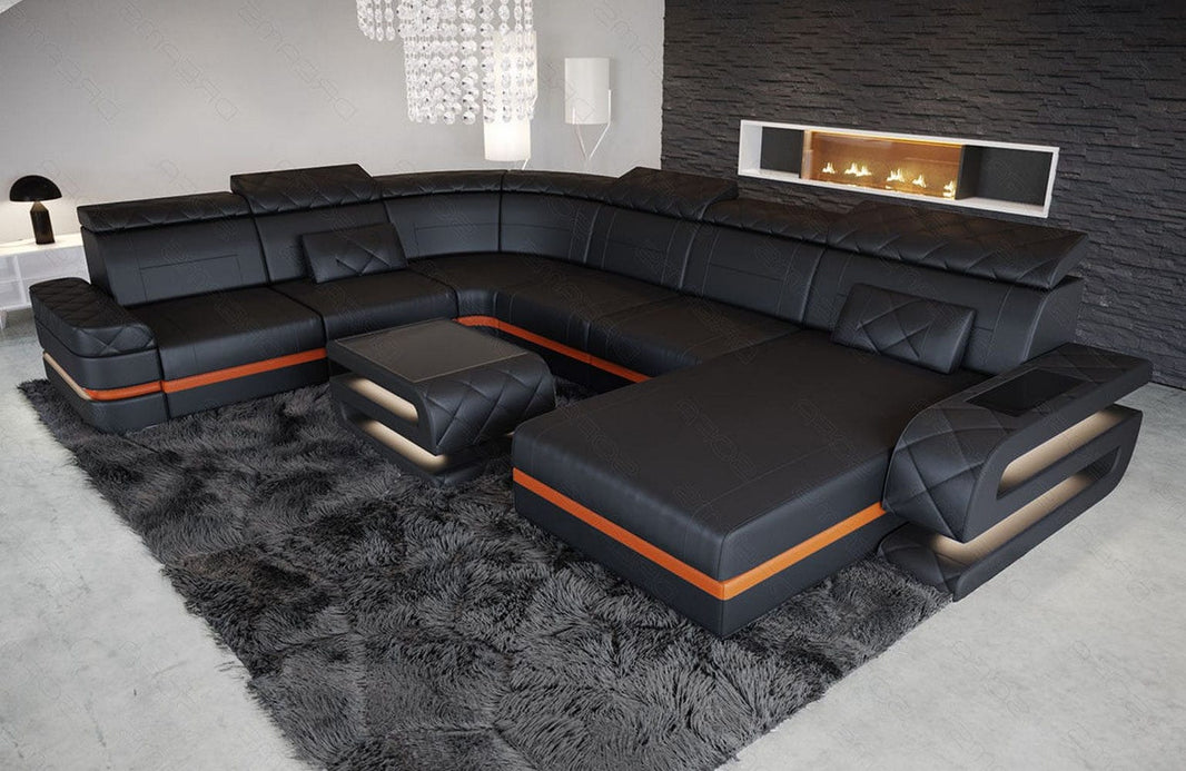 Wohnlandschaft Bologna Luxurios XXL U-Form in Leder