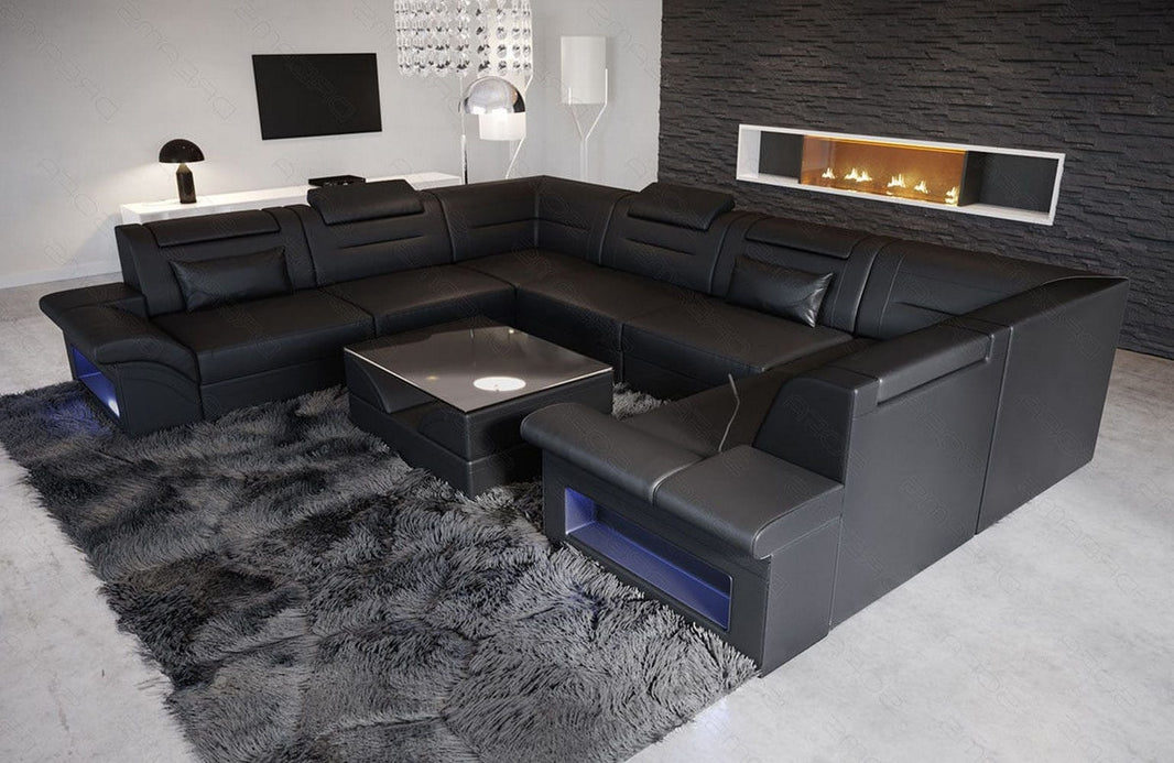 Mini Sofa Brianza U-Form aus Leder