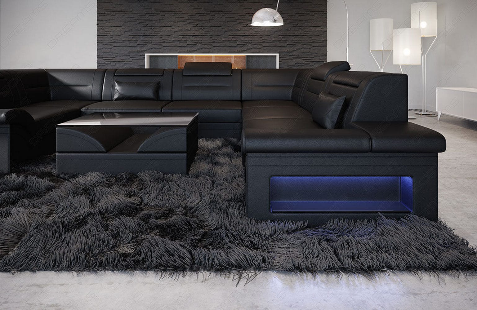 Mini Sofa Brianza aus Leder schwarz