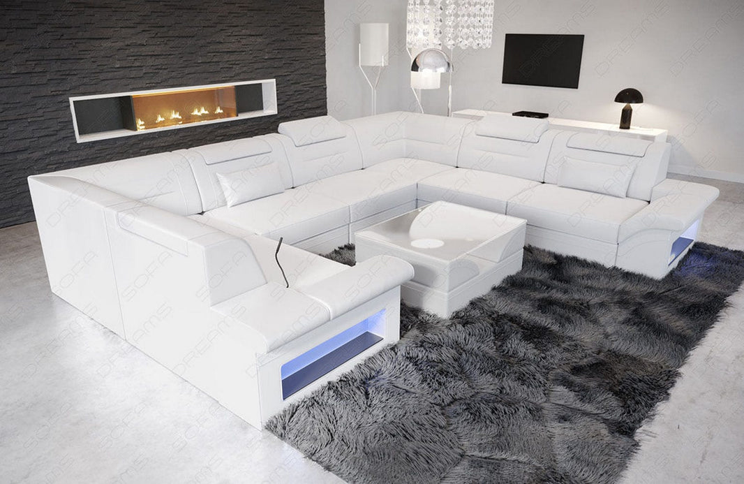 Mini Sofa Brianza U-Form aus Leder