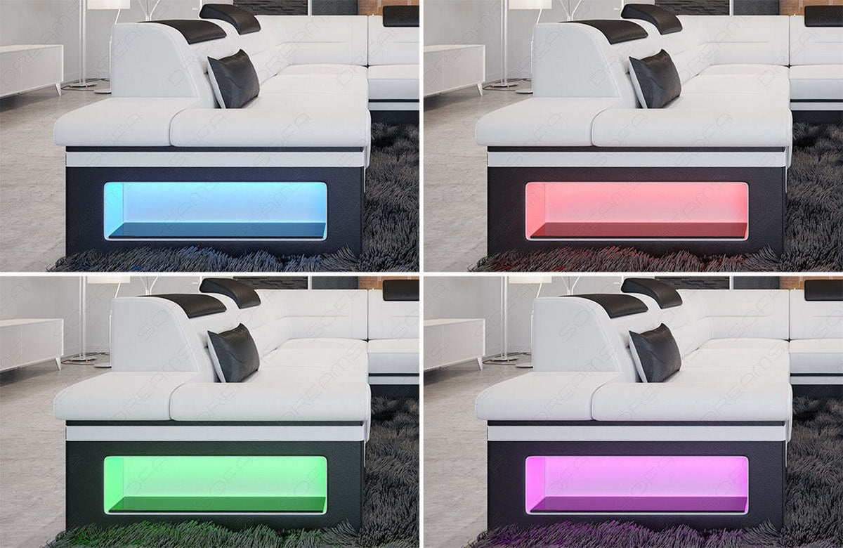 Sofa Brianza Luxurios U-Form in Leder weiß