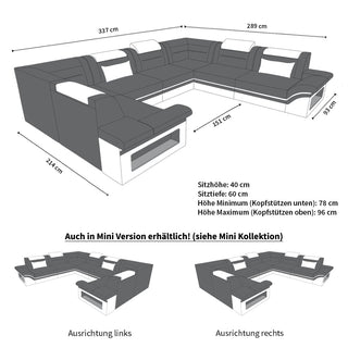 Sofa Brianza Luxurios U-Form in Leder weiß