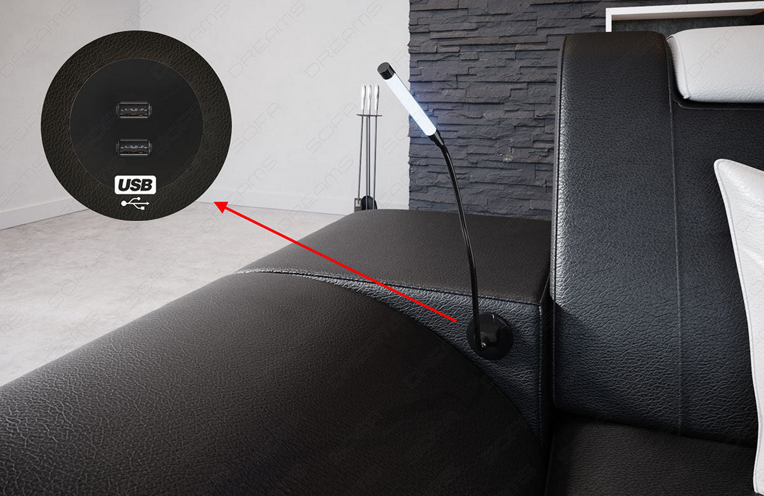 Mini Ecksofa Brianza aus Leder Schwarz-Weiß