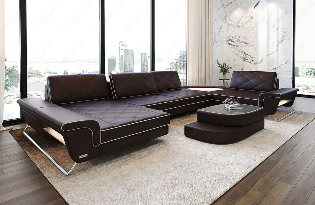 Sofa Ferrara Eleganz U-Form in Leder