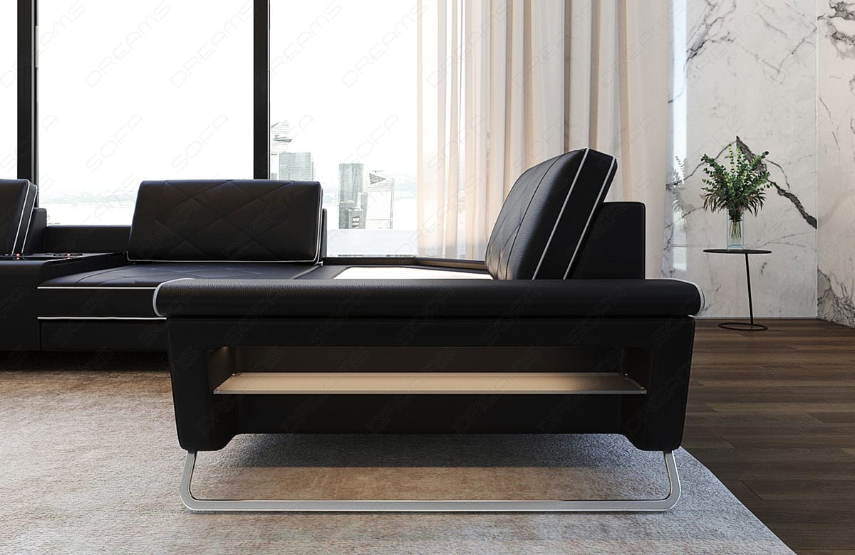 Sofa Ferrara Eleganz U-Form in Leder schwarz-weiß