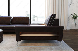Sofa Ferrara Eleganz U-Form in Leder dunkelbraun-weiß