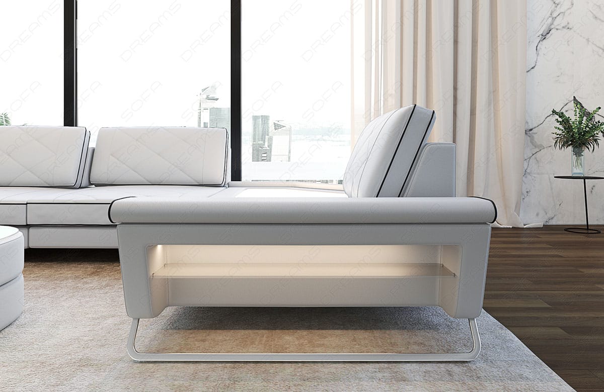 Sofa Ferrara Eleganz in Leder weiß-schwarz