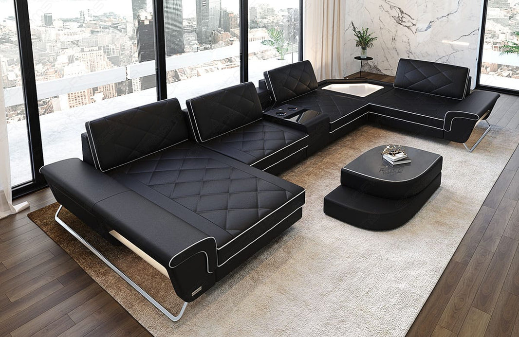 Sofa Ferrara Eleganz U-Form in Leder
