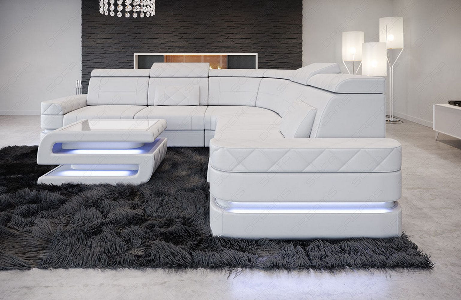 Mini Ecksofa Positano – Leder Sofa für dein Heim Weiß