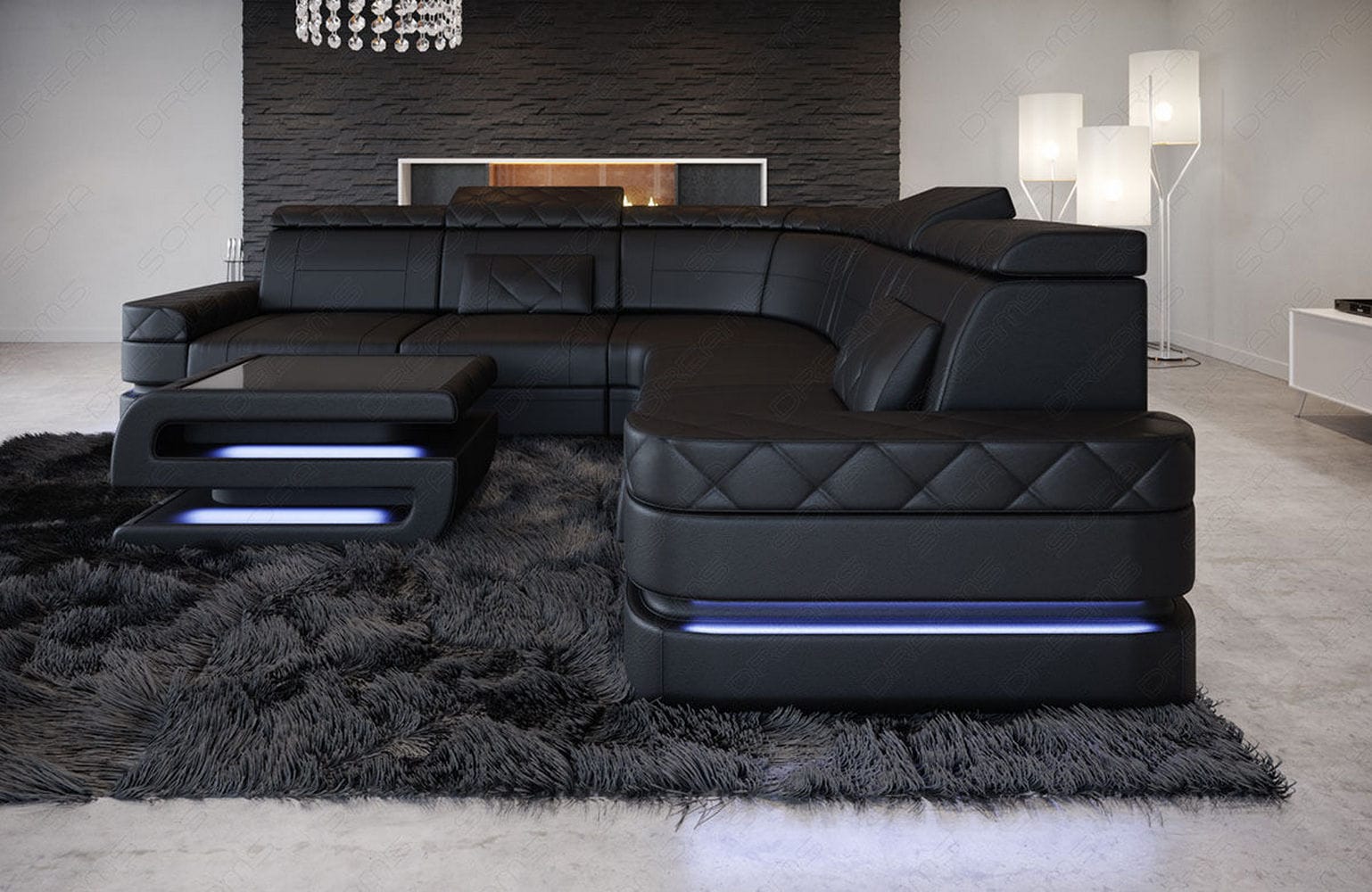 Ecksofa Positano – Leder, Modern & Komfortabel schwarz