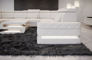 Mini Sofa Positano U-Form in Leder Beige-Weiß