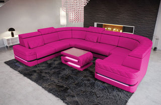 Leder Couch Positano U-Form pink-schwarz