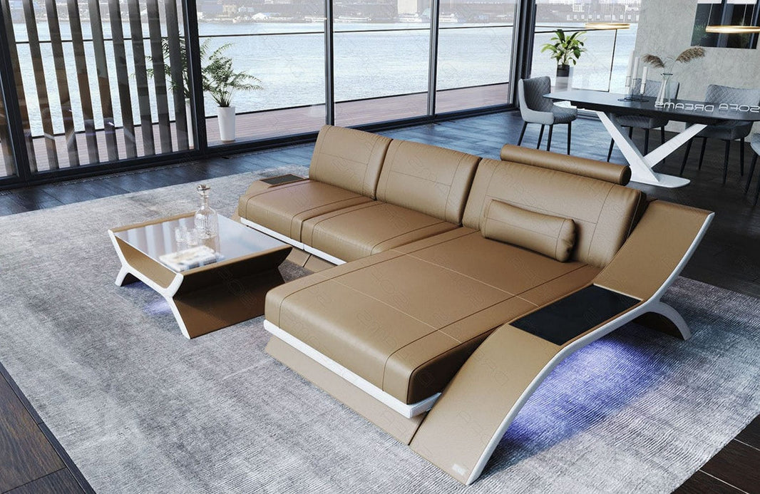 Couch Calabria L-Form in Leder