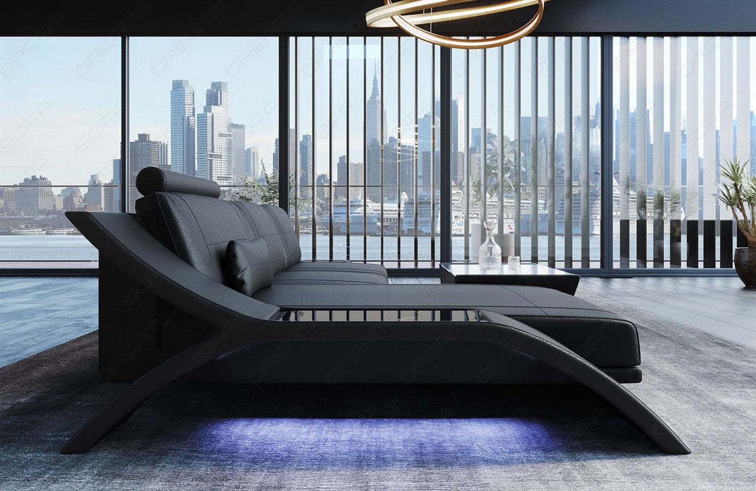 Ecksofa Calabria Leder – Komfort und Stil schwarz