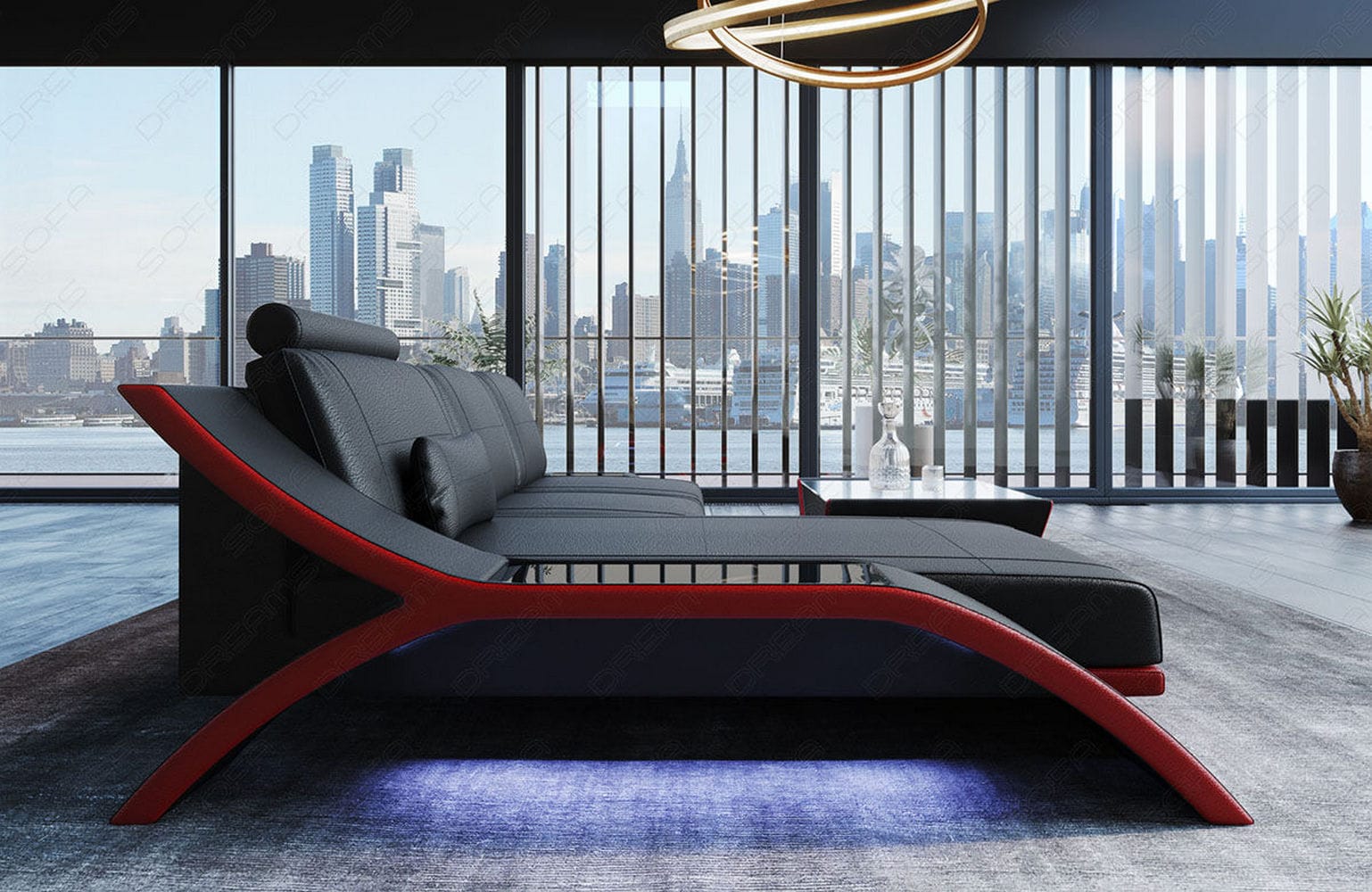 Ecksofa Calabria Leder – Komfort und Stil schwarz-rot