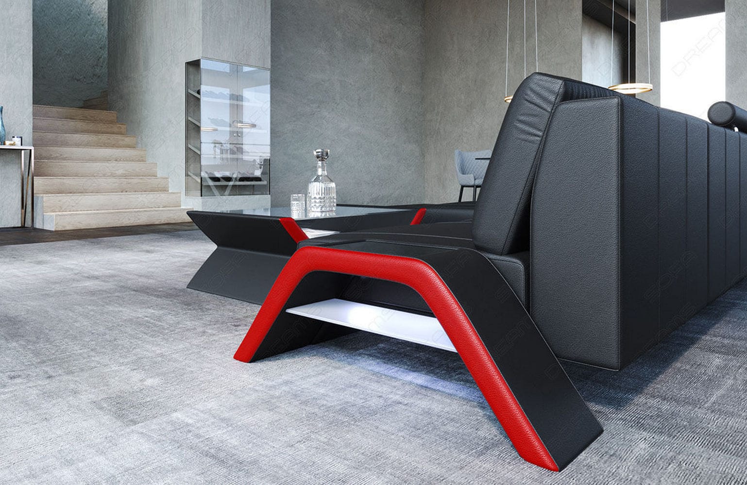 Ecksofa Calabria Leder – Komfort und Stil schwarz-rot