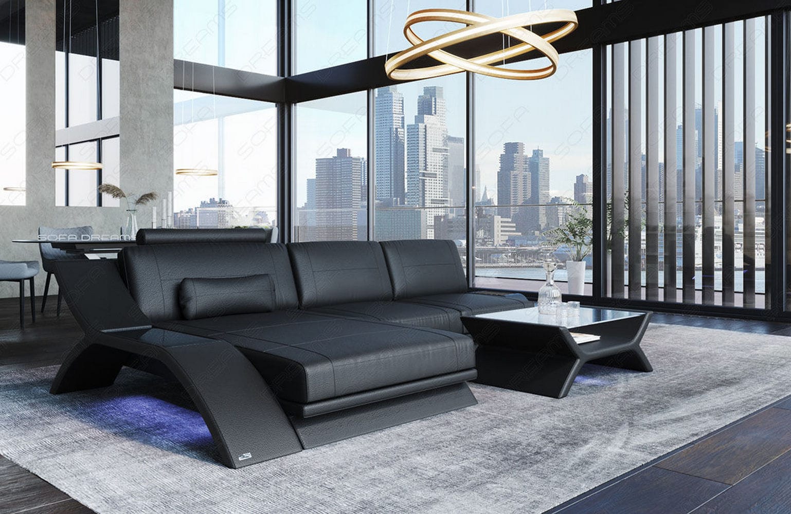 Ecksofa Calabria Leder – Komfort und Stil schwarz