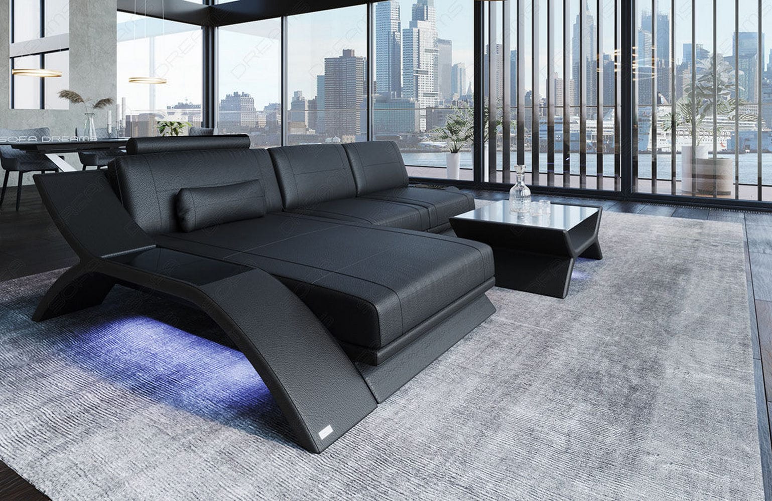 Ecksofa Calabria Leder – Komfort und Stil schwarz