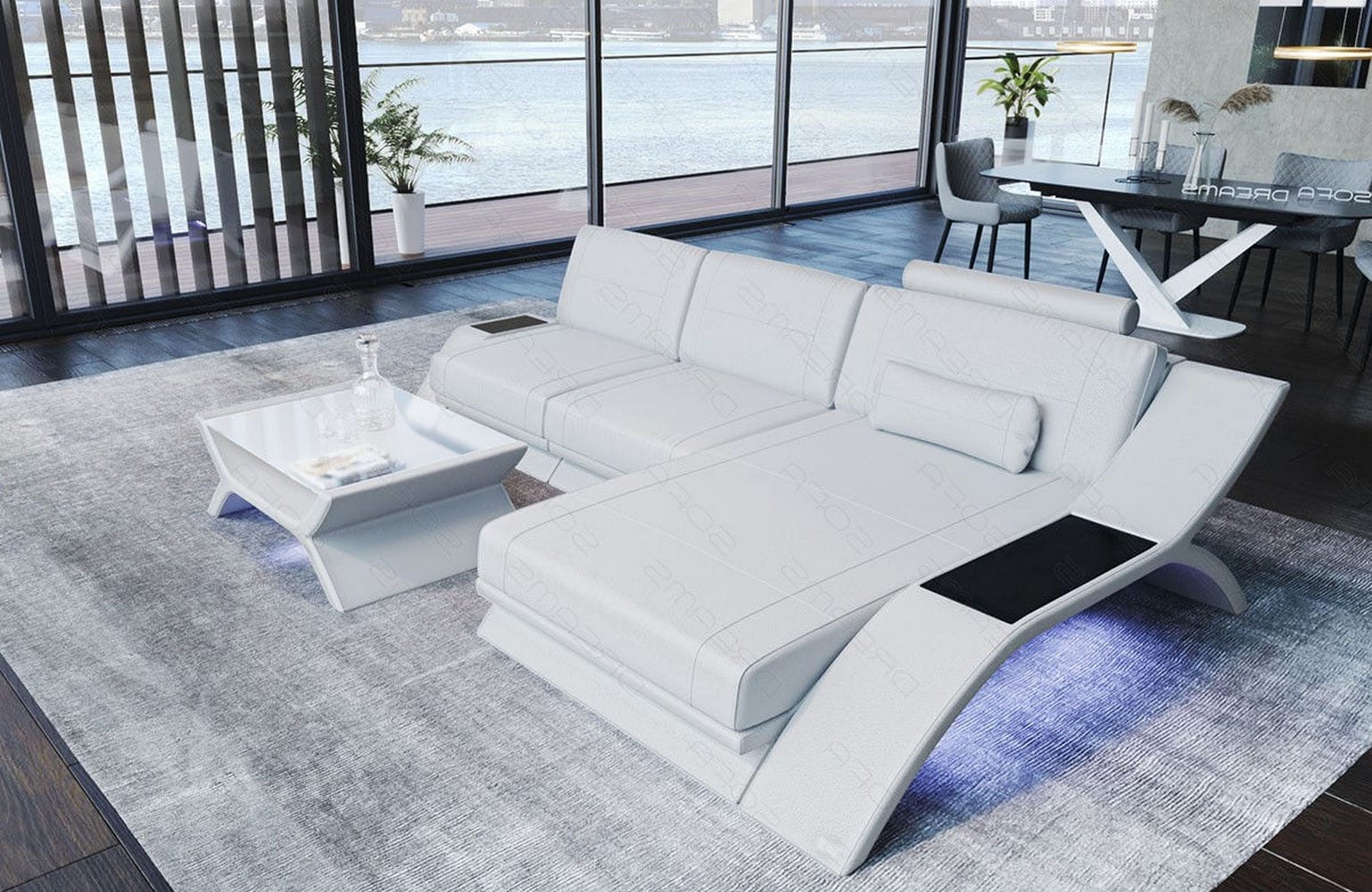 Ecksofa Calabria Leder – Komfort und Stil weiß