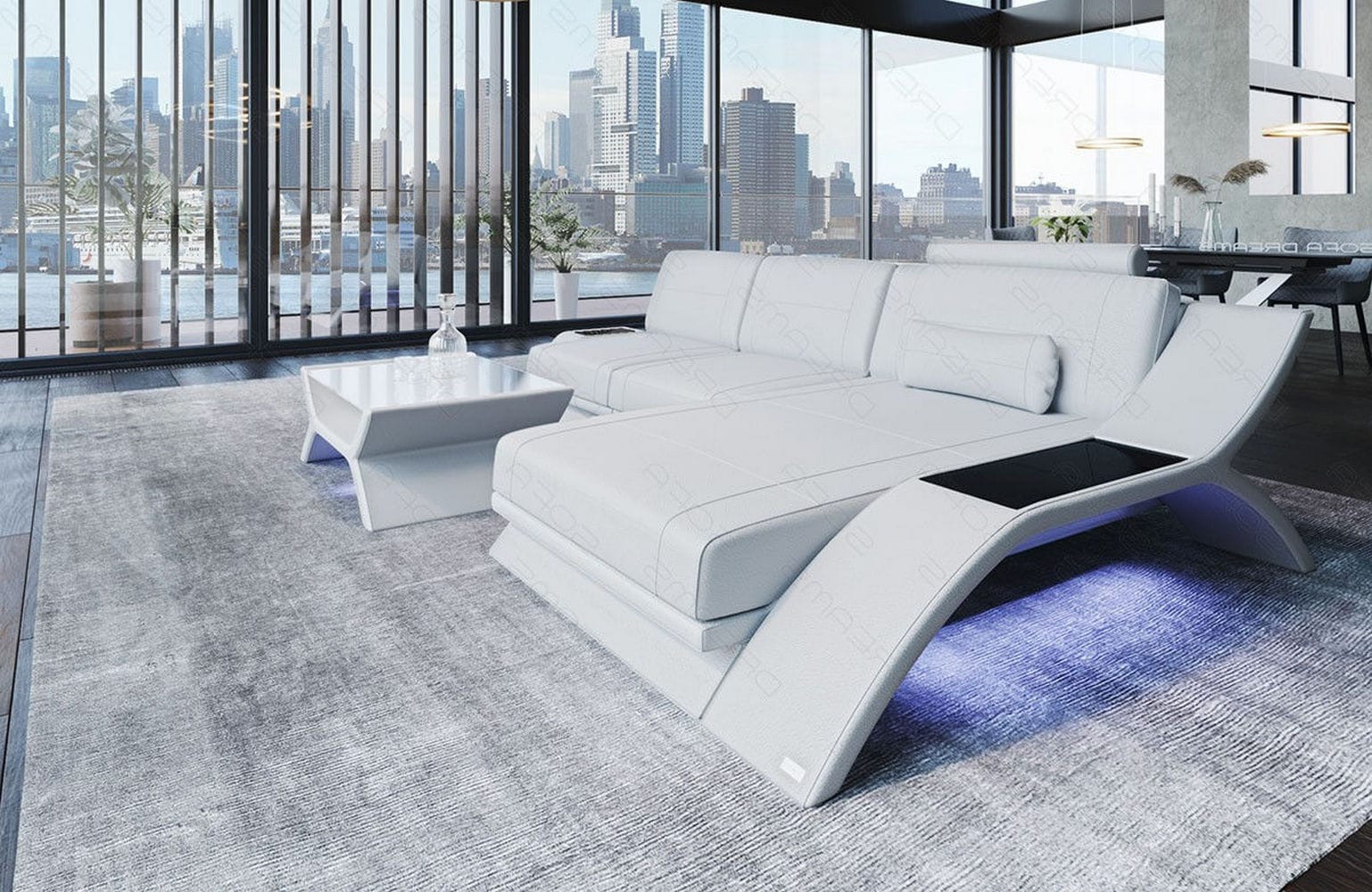 Ecksofa Calabria Leder – Komfort und Stil weiß