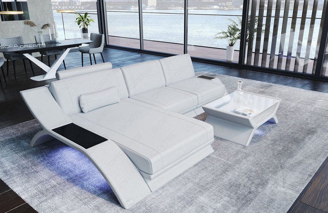 Couch Calabria L-Form in Leder