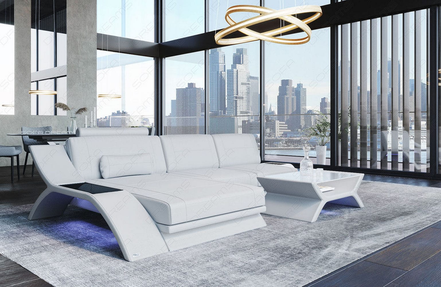 Ecksofa Calabria Leder – Komfort und Stil weiß