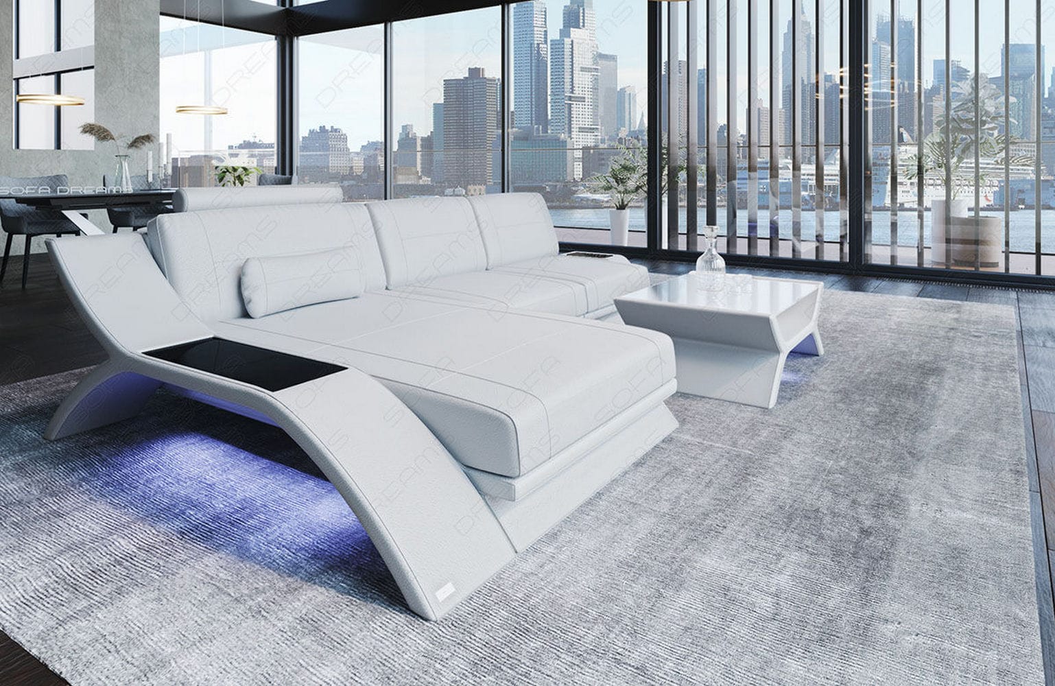 Ecksofa Calabria Leder – Komfort und Stil weiß